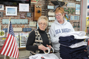 Bain’s Hardware employees Sandy Skurat and Christine Allen think it’s a good idea to build a new sea wall in Sea Bright.