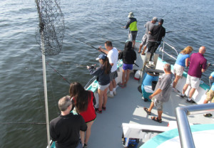 Passengers on the Atlantic Star try to catch some decent size fish about 2 miles out in the Sandy Hook Bay. Photo by John Burton