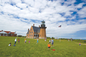 Southeast Lighthouse on Mohegan Bluffs was built in 1875. Courtesy of the Block Island Tourist Council