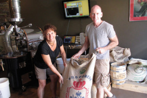 Greg Lewis and barbara DiBeneditto of Fair Mountain Coffee Roasters in Atlantic Highlands deal in fair trade products. Photo by John Burton