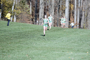 Eryn Mills of RBC on her way to her fourth-place finish in the NJSIAA Non-Public A race. She clocked in with a time of 19:25. --Sean Simmons