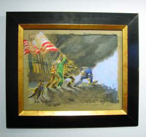 “September 11th,” a painting by Jamie Wyeth on loan to the museum, is featured at the Twin Lights Museum. Courtesy Twin Lights Museum