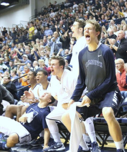 The Monmouth University bench mob has gained national notoriety this season. Photo: Sean Simmons