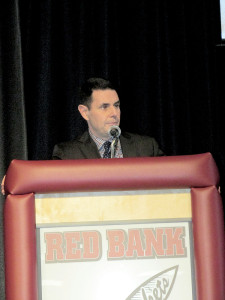 Red Bank Superintendent of Schools Jared Rumage spoke to the assembled community members. Photo: John Burton