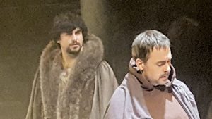 Anthony Younes, left, as King Henry II and Eric Rolland as Thomas Becket.