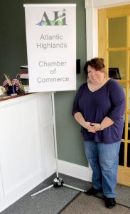 Cindy Fligor, president of the Atlantic Highlands Chamber of Commerce, at the new chamber office, 68 First Ave.