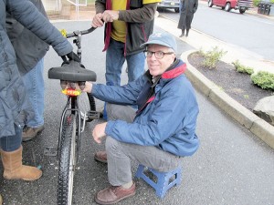 Jay Wiesenfeld was one of the volunteers from Monmouth Reformed Temple who installed bike lights.