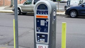 Parking meters in Red Bank.