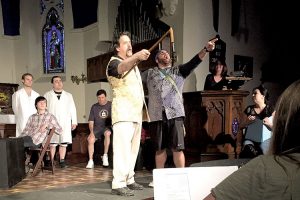 Brian Craig plays Quixote and Frank Hughes is playing Sancho in the Stone Church Players rendition of “Man of La Mancha.” --Photo courtesy Stone Church Players 