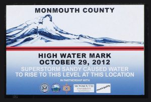The new Super Storm Sandy high-water mark signs to be displayed in tidal water communities.
