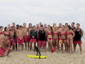 Sea Bright Rescue Captain Mike Hudson (front, center) has worked with lifeguards from beach clubs and the public beach this summer, offering advance training to secure swimmer safety.