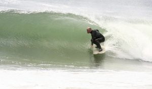 Scott Thompson surfing at Kiernan Beach, Long Branch. Photo courtesy S. Thompson