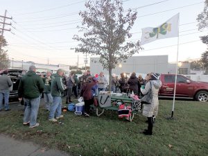  Tailgaters make their presence known by flying a large Red Bank Catholic flag.