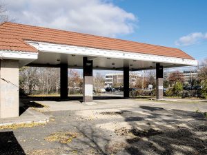 A former gas station at the site. 
