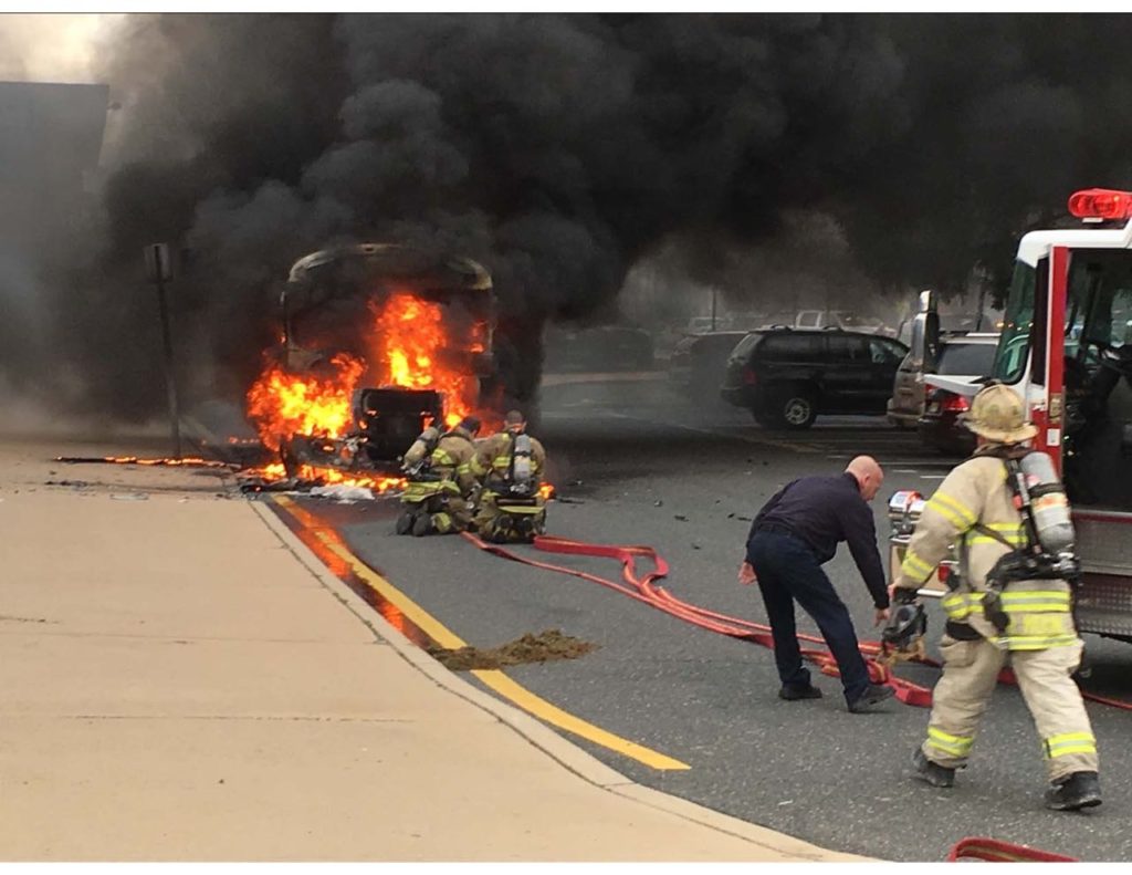 A Helfrich & Sons bus went up in flames outside Middletown North around 7:08 a.m. Thursday, April 11. 