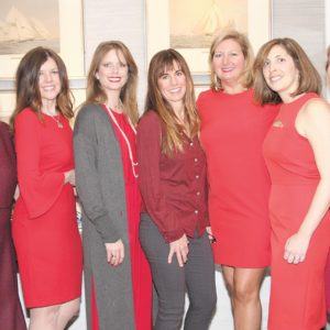 02/14/19, Monmouth County Historical Association Held 12th Annual Red Luncheon, Rumson Country Club, Rumson, NJ, Pam Marshall, Roseann Paone, Coco Forster, Sue Flynn, Lanae Herman