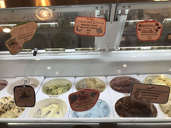 A selection of some flavors that are available at Nicholas Creamery. 