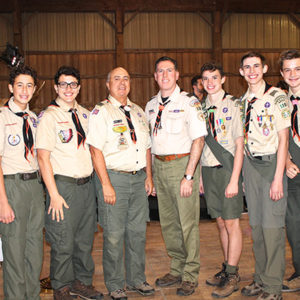 12/05/19, MONMOUTH COUNCIL, BOY SCOUTS OF AMERICA’S GALA UNDER THE STARS, Stillwell Stables, Colts Neck, NJ, Troop 110 with leaders Joe Prefer and Michael Carlo