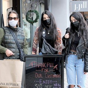 12/03/20, BLACK FRIDAY SHOPPERS DONNED MASKS AND HEADED TO THE GROVE, Loren Sanft, Brittany and Amanda
