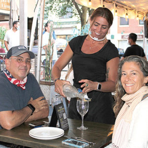09/17/20, TWO RIVER OUTDOOR DINING SCENE: SPOTLIGHT ON TEAK, Martin, Jean Timmins, Kristin Circelli