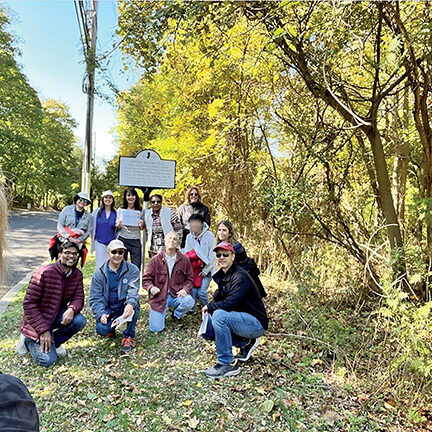 Members of AT&T’s Native American employee resource group, during a company-wide celebration after placing historical markers along the Lenape trail. Courtesy Marc Gottwerth