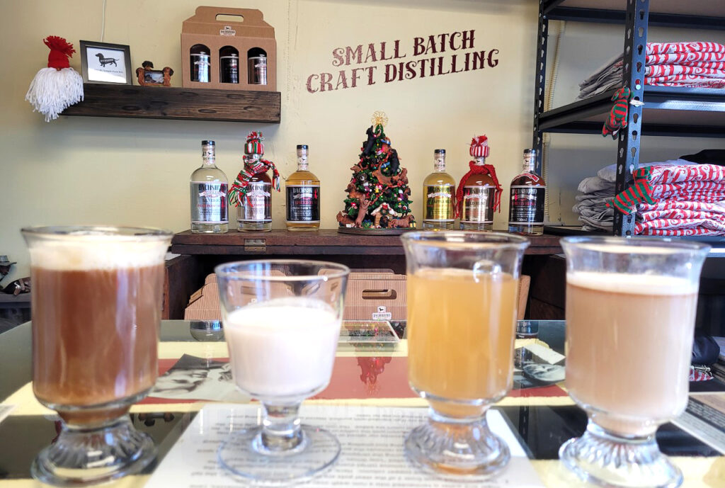 Dachshund Distilling’s holiday signature cocktails are Café Correcto, Vegan Coquito, Hot Spiked Apple Cider and Hot Buttered Rum. Courtesy Dachshund Distilling 