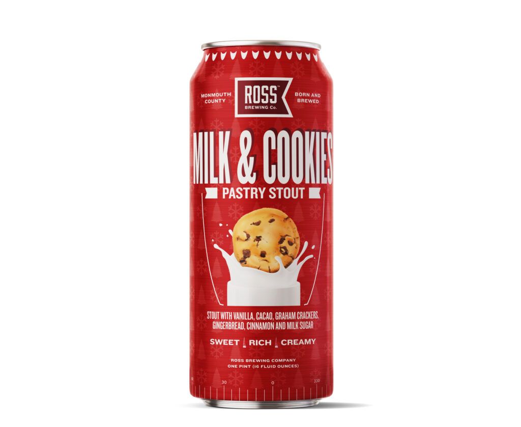 Milk & Cookies is the name of Ross Brewing’s holiday stout. Courtesy Ross Brewing