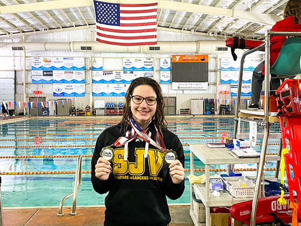 Saint John Vianney’s Teresa Bendokas is a two-time gold medalist with wins in the 100 freestyle and 100 backstroke.