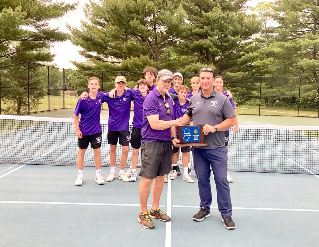 The Rumson-Fair Haven boys tennis team beat Holmdel 3-2 to win the Central Jersey Group 2 championship. Courtesy RFH Athletics