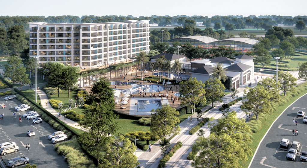 An eight-story hotel is part of a proposed development project at Monmouth Park to help secure year-round cash flow. Courtesy NJSEA