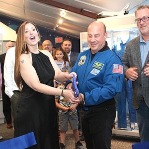 07/20/23, MONMOUTH MUSEUM CELEBRATES OPENING OF GARRETT REISMAN CENTER FOR AIR AND SPACE WING, Erika Schaefer, Garrett Reisman, Rick Hibell