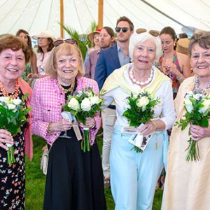 07/03/25, Monmouth County Historical Association Garden Party, Shirley Rathemacher, Mary Louise Van Der Wilden, Ann Westerfield, Mary Jo Kenny