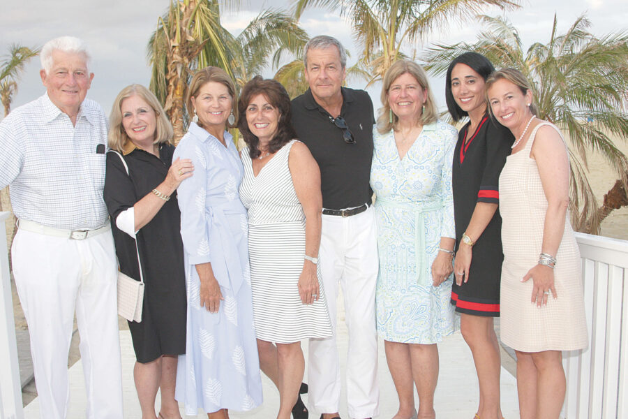 title="07/04/19, VISITING NURSE ASSOCIATION HEALTH GROUP’S BEACH BALL KICKOFF EVENT, Chapel Beach Club, Sea Bright, NJ, Frank Vigilante, Lynn Spector, Jeannie Shanley, Maria Polansky, Louis Urban, Kathy Jones, Maryam Spector, Jill Drummond"